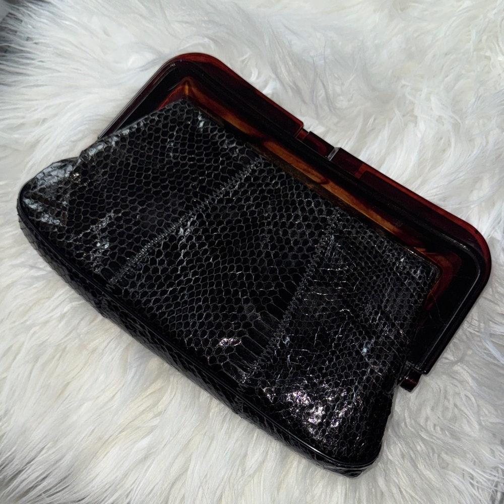Luxurious Black Snakeskin Clutch
